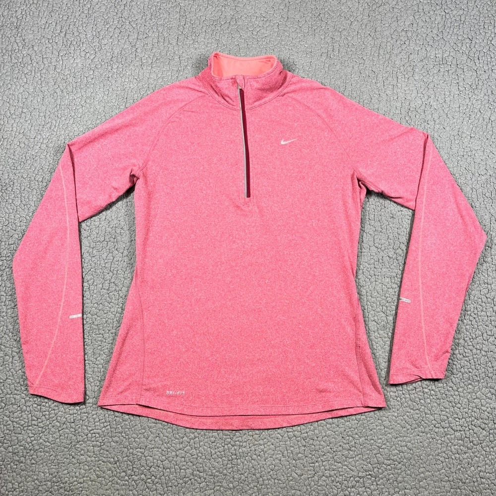 Nike Element Dri-FIT Womens Size M Pink Heather Half Zip Running Top 321646-615